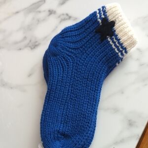 Blue Knitted Men's Sock with Star Design